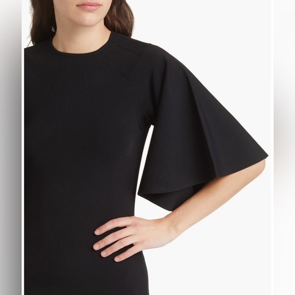 TED BAKER LONDON Lounia Fluted Sleeve Body-Con Sweater Dress Black SZ 3 NWT - Picture 4 of 12